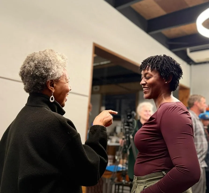Angie Nixon sharing a conversation with a supporter